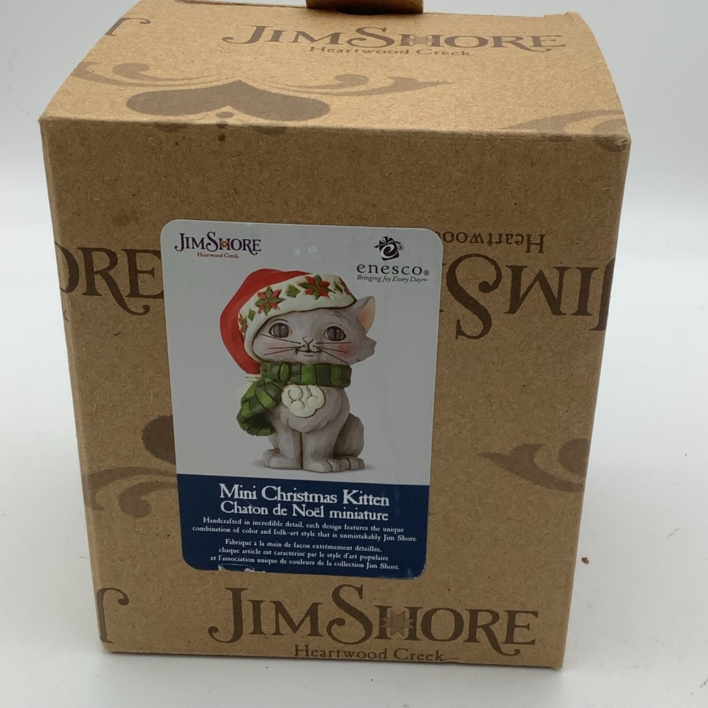 Jim Shore 2019 Mini Christmas Kitten Figurine with Red Santa Hat - Picture 8 of 12